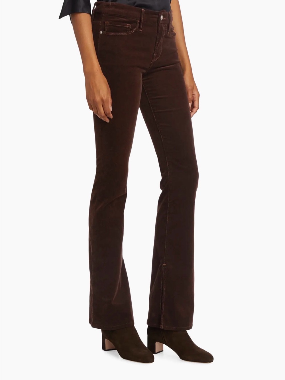 FRAME Le Mini Boot Corduroy Boot-Cut Jeans Brown